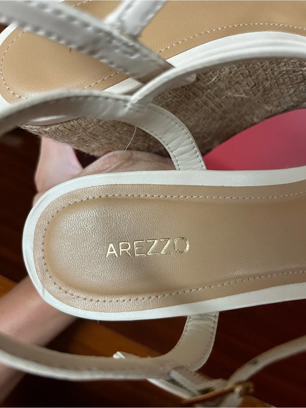 New Arezzo Cream Knot Espadrille Wedge Sandals